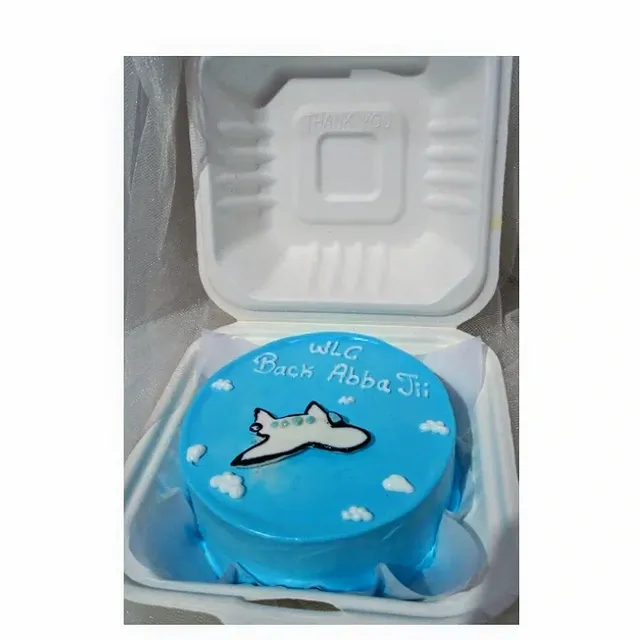 Blue Cream Welcome Cake view 2