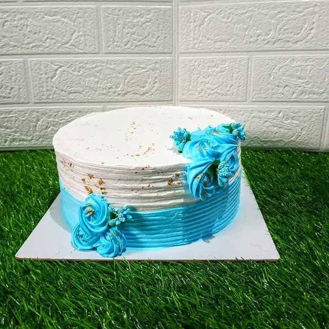 Blue White Flower Cake — custom cake in Goa by Sweet Bites