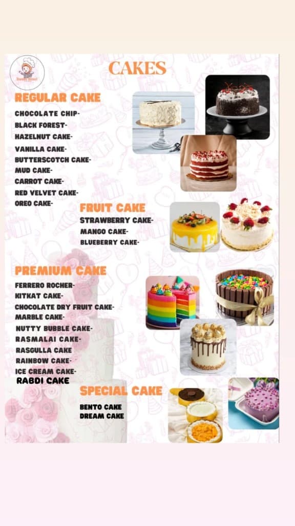 Sweet Bites printed cakes menu board in Velim, Goa
