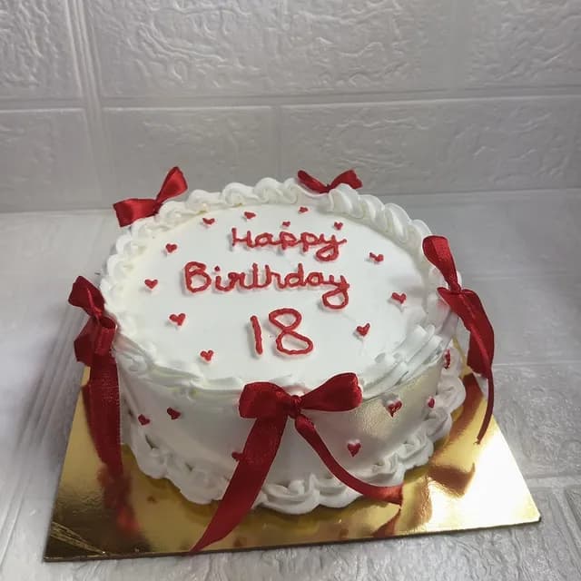 Cream Bow Birthday Cake view 2