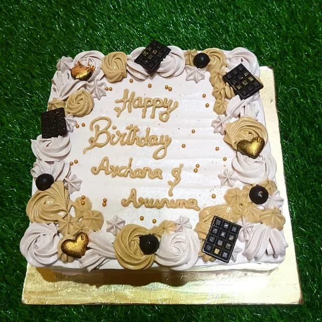 Cream Chocolate Birthday Cake view 2