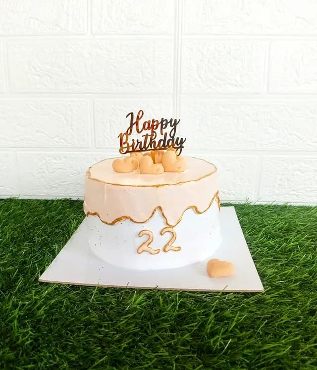 Cream Heart Birthday Cake view 2