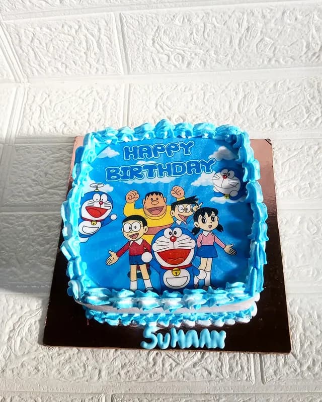 Doraemon family cake Goa — five-character cream birthday cake by Sweet Bites Muskan