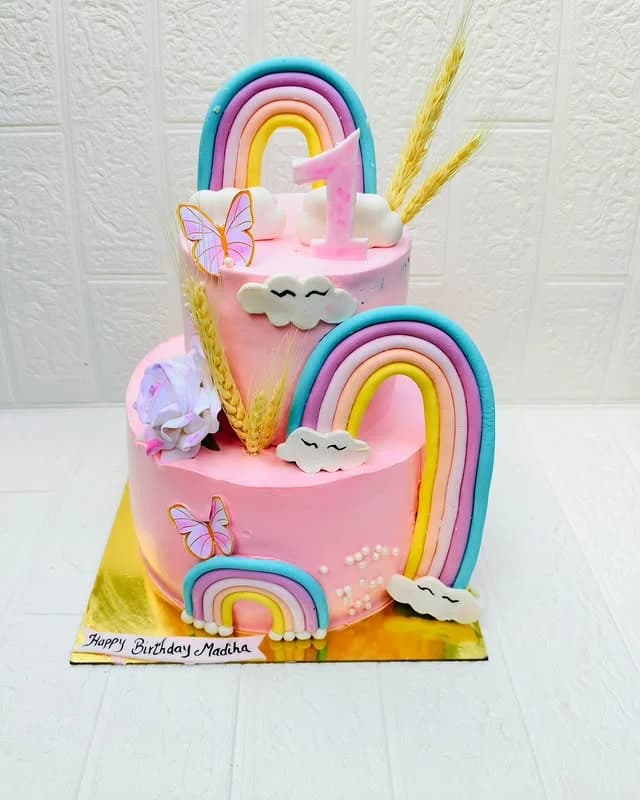 Double Layered Rainbow Cake — custom cake in Goa by Sweet Bites