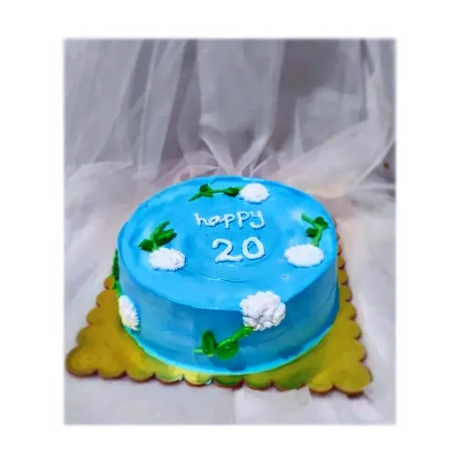 Light blue birthday cake Goa — pastel kids birthday cake by Sweet Bites Muskan