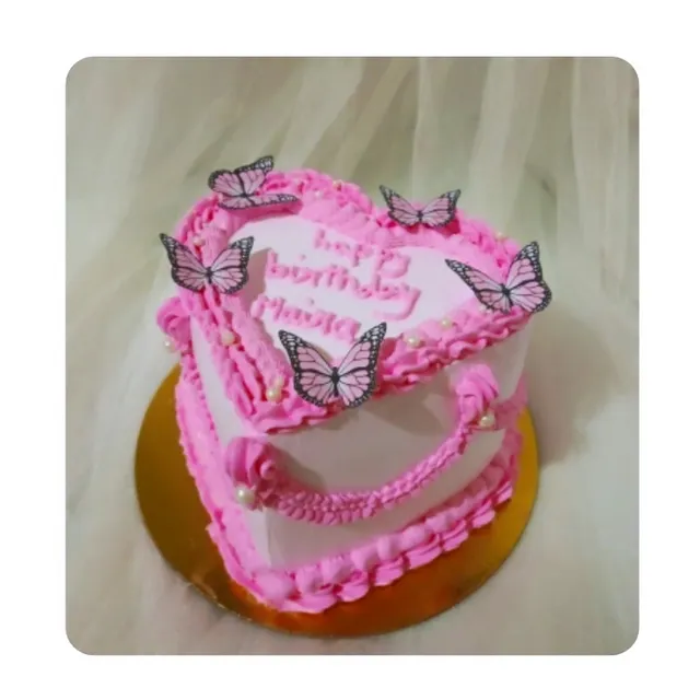 Pink butterfly birthday cake Goa — pastel cake by Sweet Bites Muskan