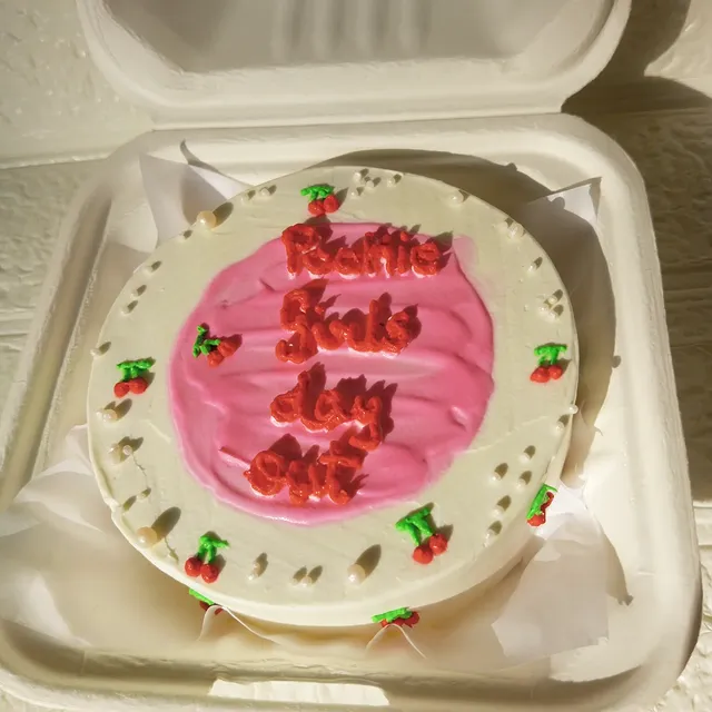 Pink Cream Cake — custom cake by Sweet Bites Goa