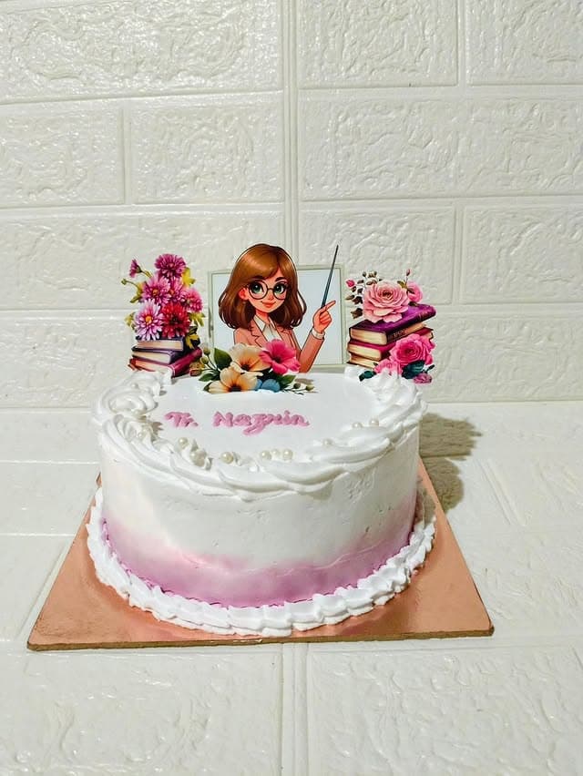 Pink Flower Teacher's Day Cake — teachers day cake in Goa by Sweet Bites