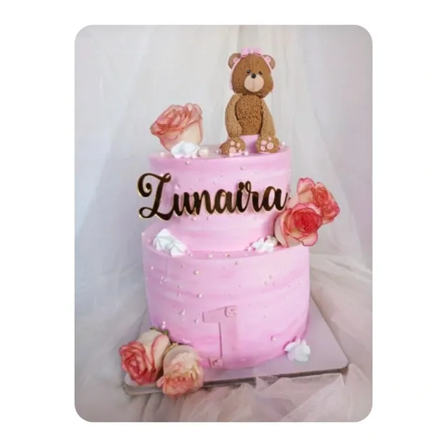 Pink Rose Teddy Cake view 2