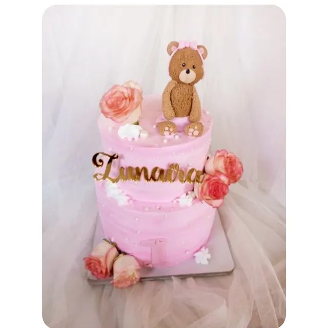 Pink Rose Teddy Cake view 3