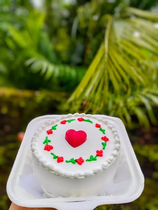Red Cream Heart Cake view 2