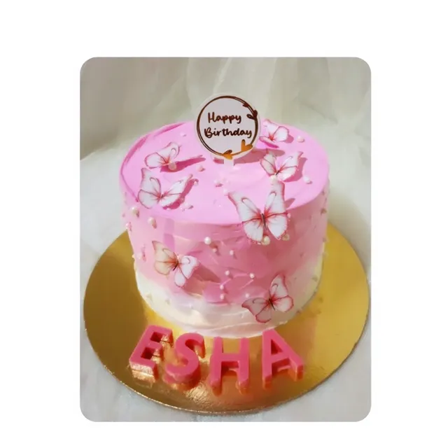 White Pink Birthday Cake view 2