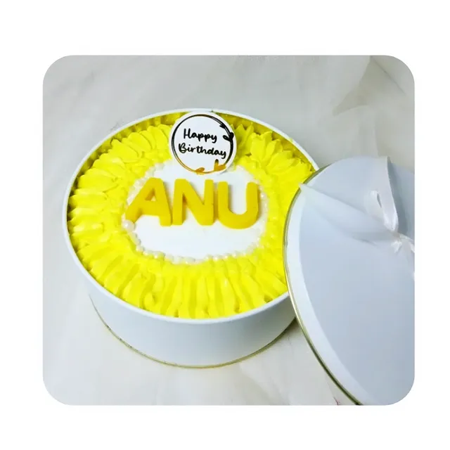 Yellow Cream Birthday Tin Cake view 2