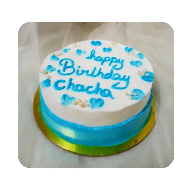 Blue White Heart Cake — custom cake in Goa by Sweet Bites