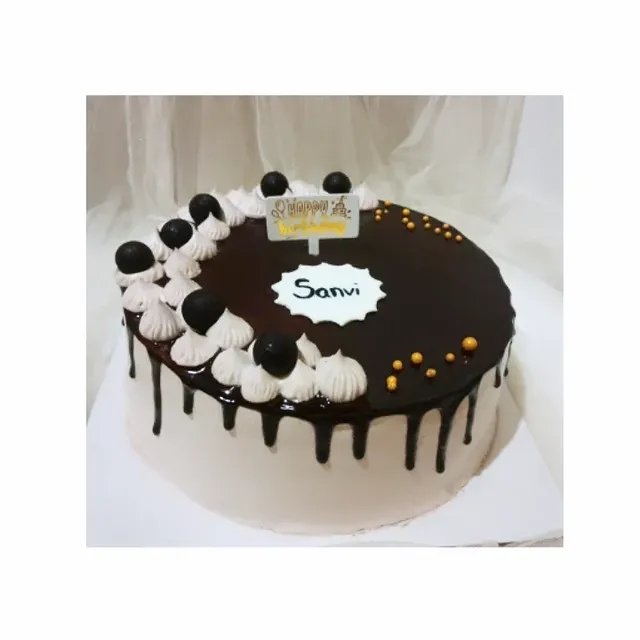 Chocolate Syrup Cream Cake — custom cake in Goa by Sweet Bites