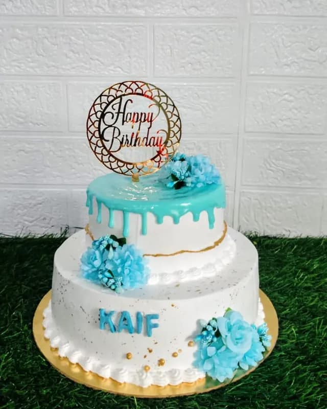 Double Layered Birthday Cake — custom cake by Sweet Bites Goa