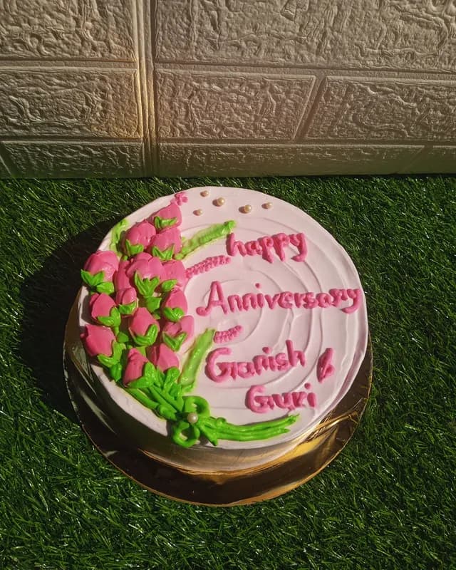 Edible Flower Anniversary Cake — anniversary cake in Goa by Sweet Bites