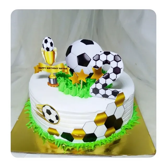 Football Design Cream Cake — custom cake by Sweet Bites Goa