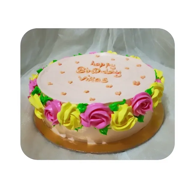 Pink Yellow Flower Birthday Cake — birthday cake in Goa by Sweet Bites