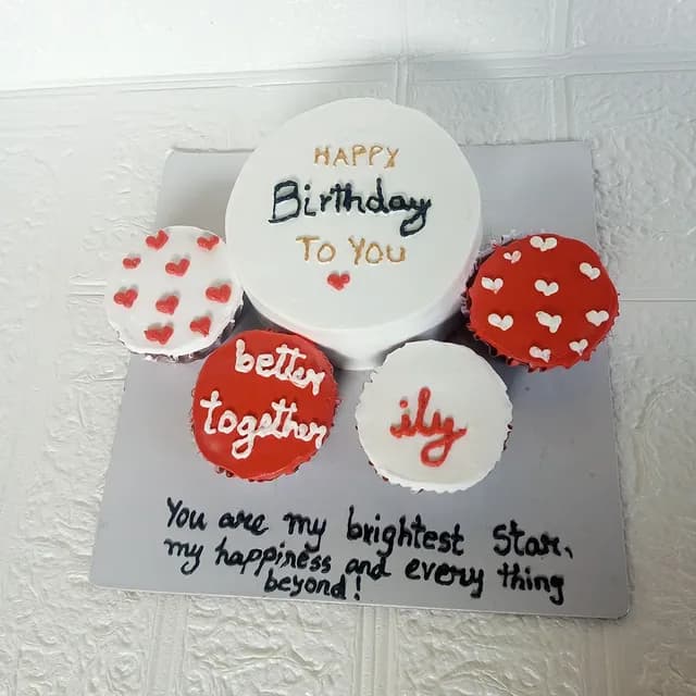 Red White Heart Birthday Cake — birthday cake in Goa by Sweet Bites