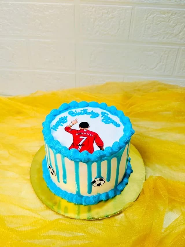 Ronaldo Cream Cake — custom cake by Sweet Bites Goa