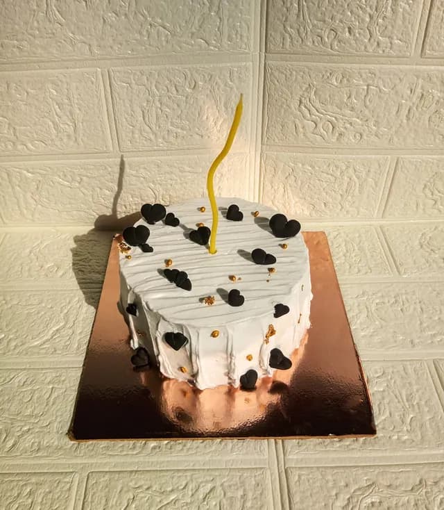 White Black Heart Cake — custom cake by Sweet Bites Goa