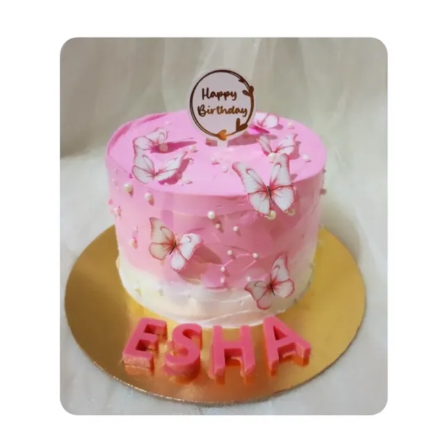 White Pink Birthday Cake — birthday cake in Goa by Sweet Bites